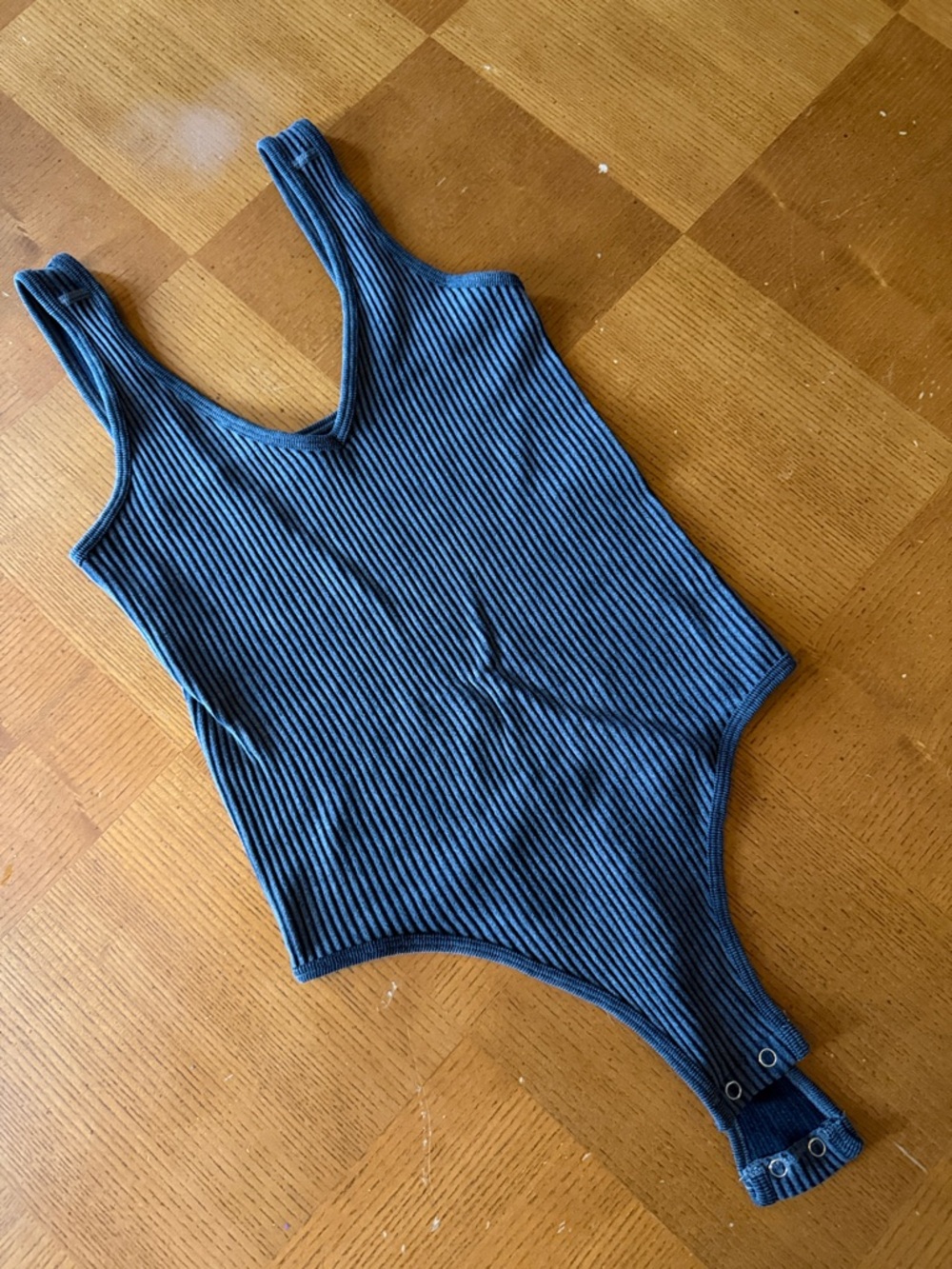 Poof! Ribbed Tank One-Piece Bodysuit in Dark Gray